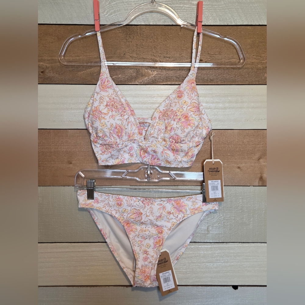 Billabong Floral Pink and Peach Bikini Set
